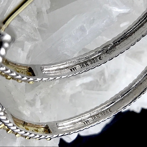 EUC Judith Ripka JR TWO Pave Diamond Large Linen 1.5” Hoop Earrings - Picture 6 of 9